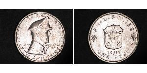 1 Peso Philippines Silver Douglas MacArthur (1880 - 1964) 