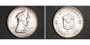 1 Peso Philippines Silver Douglas MacArthur (1880 - 1964) 