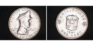 1 Peso Philippines Silver Douglas MacArthur (1880 - 1964) 