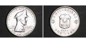 1 Peso Philippines Silver Douglas MacArthur (1880 - 1964) 