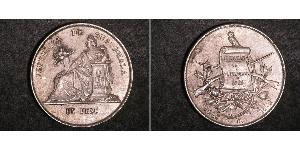 1 Peso Republic of Guatemala (1838 - ) Silver 