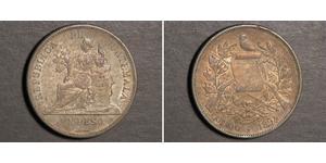 1 Peso Republic of Guatemala (1838 - ) Silver 