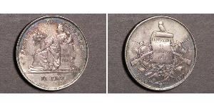 1 Peso Republic of Guatemala (1838 - ) Silver 