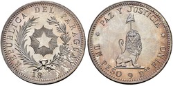 1 Peso Republic of Paraguay (1811 - ) Silver 