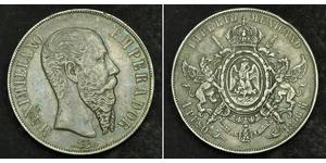 1 Peso Second Mexican Empire (1864 - 1867) Silver Maximilian I of Mexico (1832 - 1867)