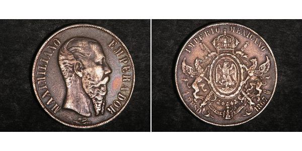 1 Peso Second Mexican Empire (1864 - 1867) Silver Maximilian I of Mexico (1832 - 1867)