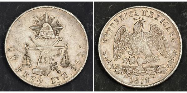 1 Peso United Mexican States (1867 - ) Silver 