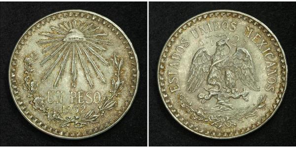 1 Peso United Mexican States (1867 - ) Silver 