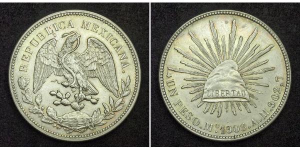 1 Peso United Mexican States (1867 - ) Silver 