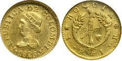 1 Peso 大哥倫比亞共和國 (1821 - 1831) 金 
