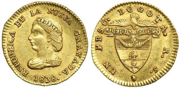 1 Peso Republic of New Granada (1831–1858) 金 