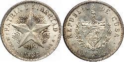 1 Peso Cuba 銀 