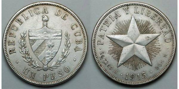 1 Peso Cuba 銀 