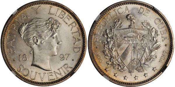 1 Peso Cuba 銀 