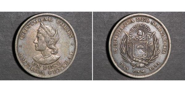 1 Peso El Salvador 銀 克里斯托弗·哥伦布