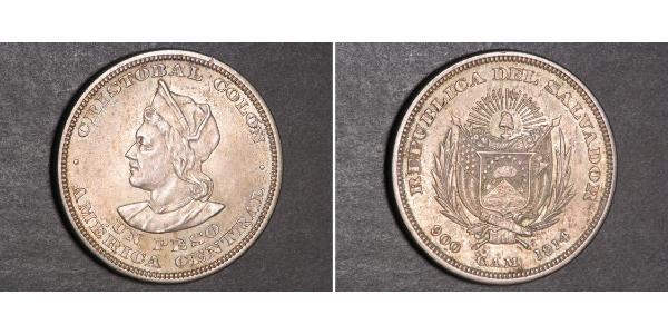 1 Peso El Salvador 銀 克里斯托弗·哥伦布
