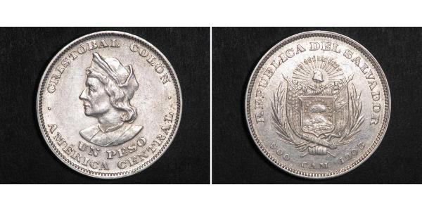 1 Peso El Salvador 銀 克里斯托弗·哥伦布