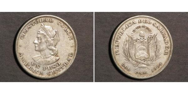 1 Peso El Salvador 銀 克里斯托弗·哥伦布