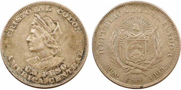 1 Peso El Salvador 銀 克里斯托弗·哥伦布