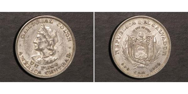 1 Peso El Salvador 銀 克里斯托弗·哥伦布