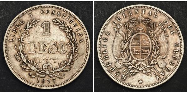 1 Peso Uruguay 銀 