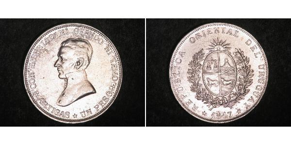 1 Peso Uruguay 銀 