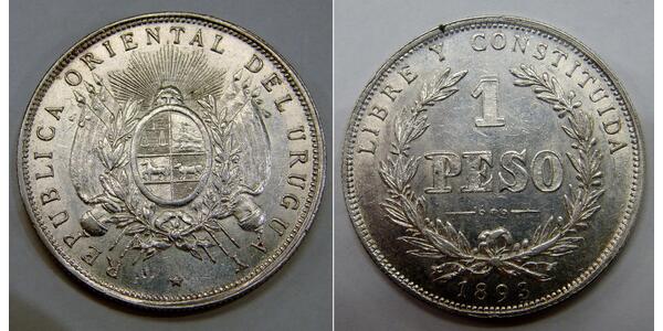 1 Peso Uruguay 銀 