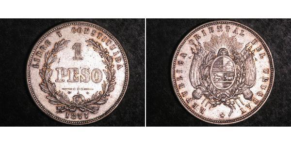 1 Peso Uruguay 銀 