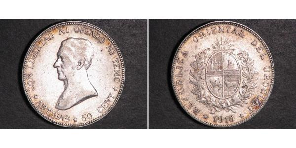 1 Peso Uruguay 銀 