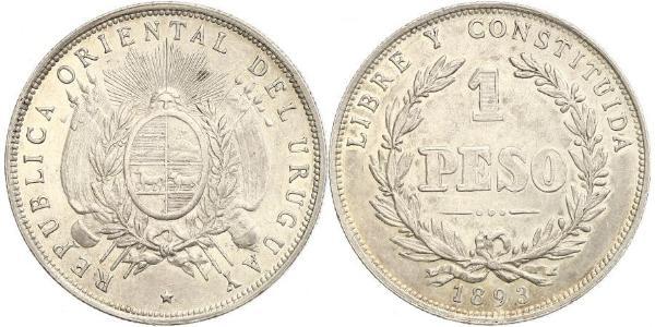 1 Peso Uruguay 銀 