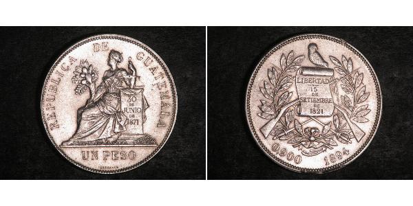 1 Peso 危地马拉 銀 