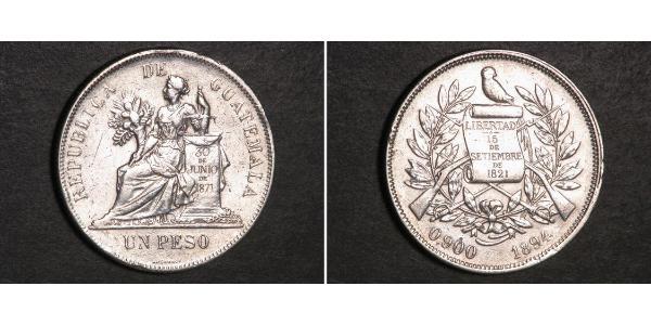 1 Peso 危地马拉 銀 