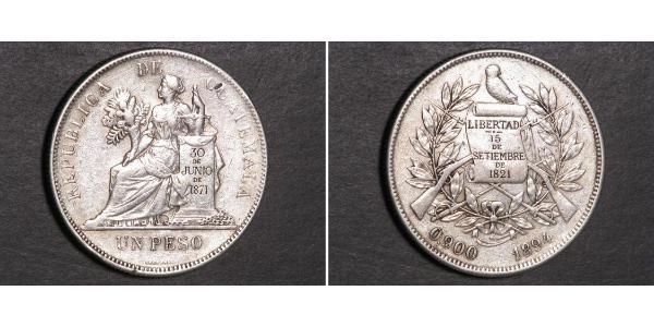 1 Peso 危地马拉 銀 