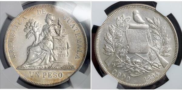 1 Peso 危地马拉 銀 
