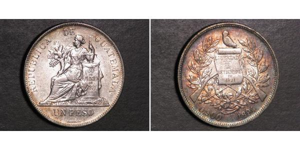 1 Peso 危地马拉 銀 