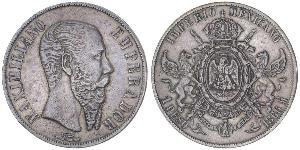 1 Peso 墨西哥第二帝國 (1864 - 1867) 銀 Maximilian I of Mexico (1832 - 1867)