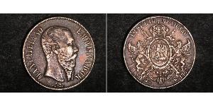 1 Peso 墨西哥第二帝國 (1864 - 1867) 銀 Maximilian I of Mexico (1832 - 1867)