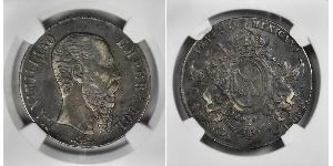 1 Peso 墨西哥第二帝國 (1864 - 1867) 銀 Maximilian I of Mexico (1832 - 1867)