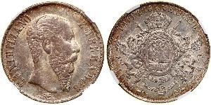 1 Peso 墨西哥第二帝國 (1864 - 1867) 銀 Maximilian I of Mexico (1832 - 1867)