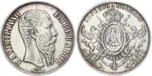 1 Peso 墨西哥第二帝國 (1864 - 1867) 銀 Maximilian I of Mexico (1832 - 1867)