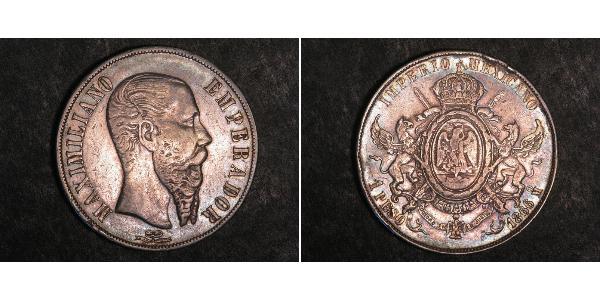 1 Peso 墨西哥第二帝國 (1864 - 1867) 銀 Maximilian I of Mexico (1832 - 1867)