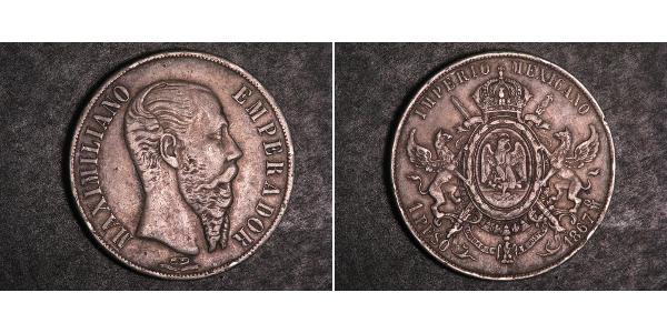 1 Peso 墨西哥第二帝國 (1864 - 1867) 銀 Maximilian I of Mexico (1832 - 1867)