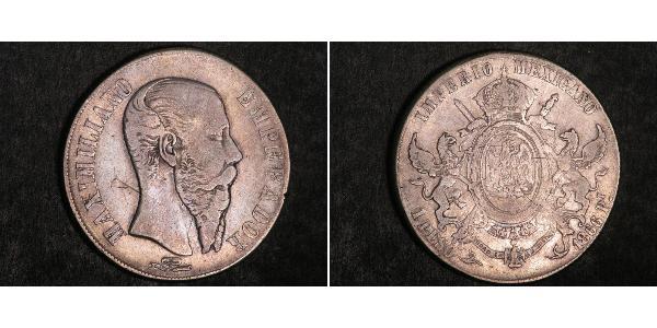 1 Peso 墨西哥第二帝國 (1864 - 1867) 銀 Maximilian I of Mexico (1832 - 1867)
