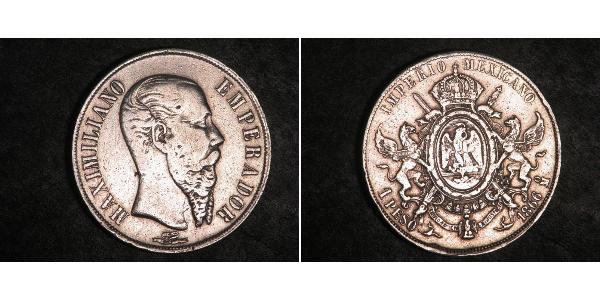 1 Peso 墨西哥第二帝國 (1864 - 1867) 銀 Maximilian I of Mexico (1832 - 1867)