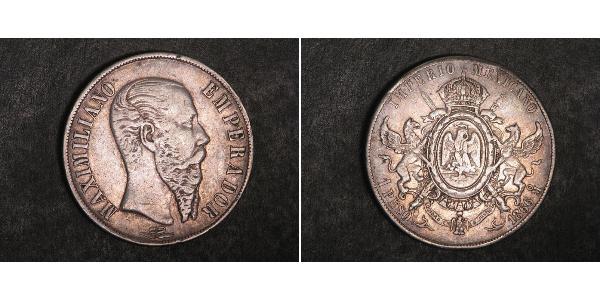 1 Peso 墨西哥第二帝國 (1864 - 1867) 銀 Maximilian I of Mexico (1832 - 1867)