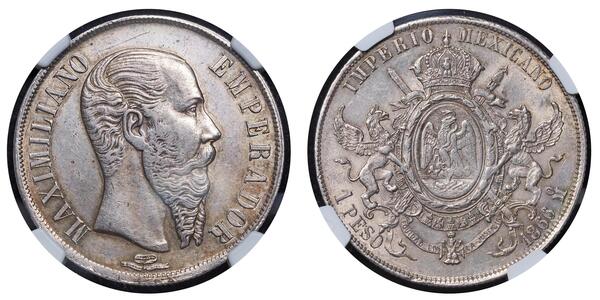 1 Peso 墨西哥第二帝國 (1864 - 1867) 銀 Maximilian I of Mexico (1832 - 1867)