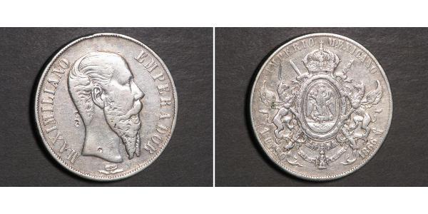 1 Peso 墨西哥第二帝國 (1864 - 1867) 銀 Maximilian I of Mexico (1832 - 1867)