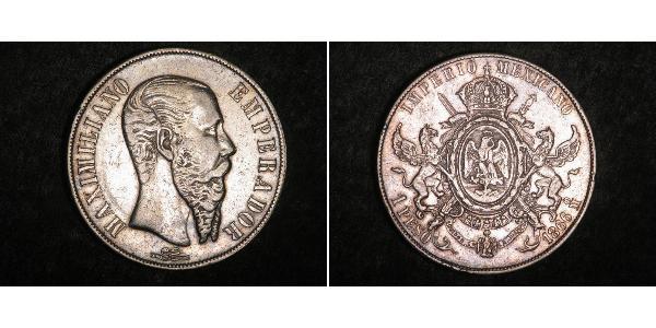 1 Peso 墨西哥第二帝國 (1864 - 1867) 銀 Maximilian I of Mexico (1832 - 1867)