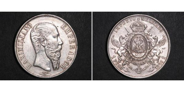 1 Peso 墨西哥第二帝國 (1864 - 1867) 銀 Maximilian I of Mexico (1832 - 1867)
