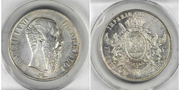 1 Peso 墨西哥第二帝國 (1864 - 1867) 銀 Maximilian I of Mexico (1832 - 1867)